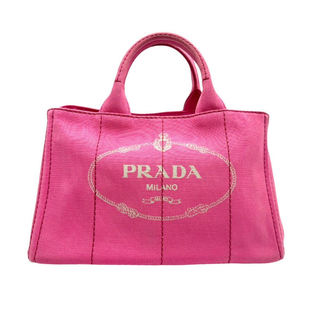 Prada Bag Pink Canapa Canvas Shoulder - Picture 2 of 4